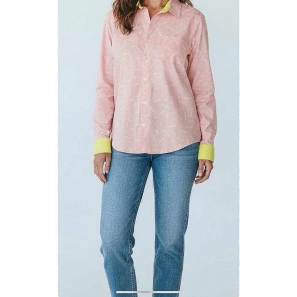 Disney Parks Princess Collection Pink Button-Down Printed Names Princesses M